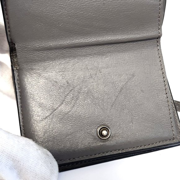 BALENCIAGA Tri-fold Wallet Compact 640107 Grey Leather Folding Women Men - Picture 10 of 11